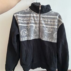 Black and Gray Western 1/2 Zip Women's Sweater